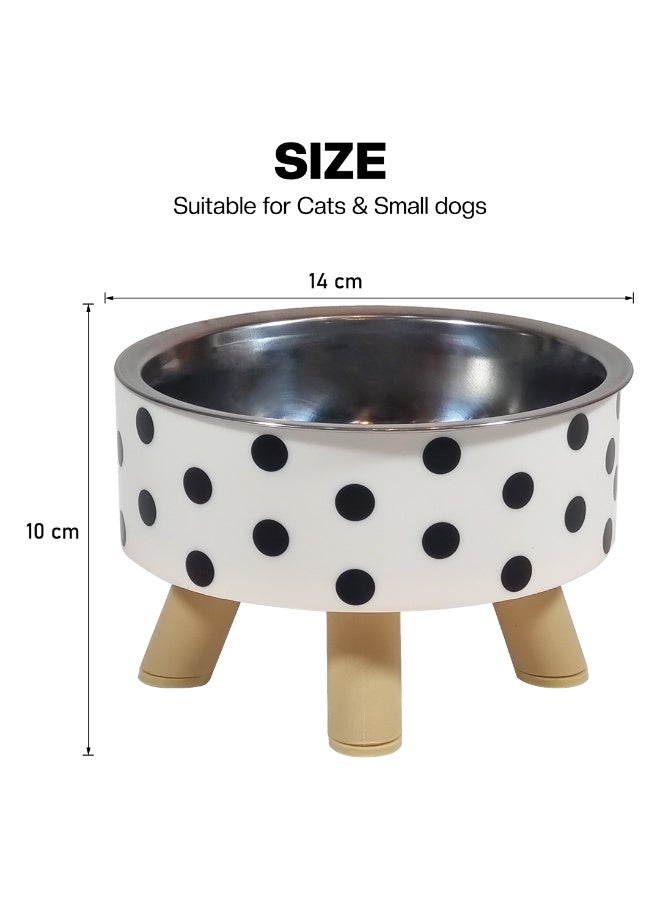 NNC PETS Raised cat bowl with Detachable design, Durable PP material, and Non-slip base, Stainless steel pet feeding bowl for Indoor cats & small dogs, 14 cm (WHITE) - Image 2