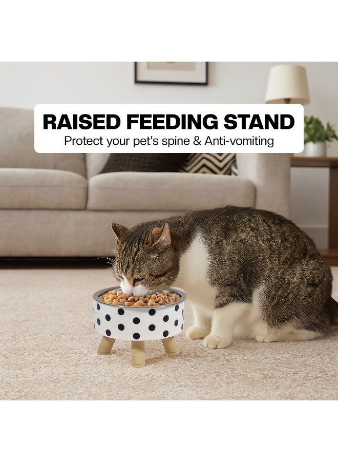 NNC PETS Raised cat bowl with Detachable design, Durable PP material, and Non-slip base, Stainless steel pet feeding bowl for Indoor cats & small dogs, 14 cm (WHITE) - Image 5
