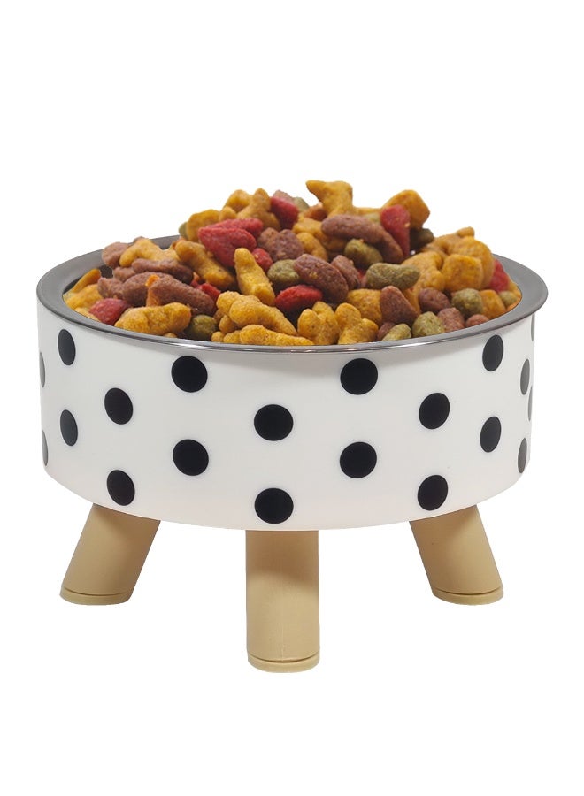 NNC PETS Raised cat bowl with Detachable design, Durable PP material, and Non-slip base, Stainless steel pet feeding bowl for Indoor cats & small dogs, 14 cm (WHITE) - Image 1