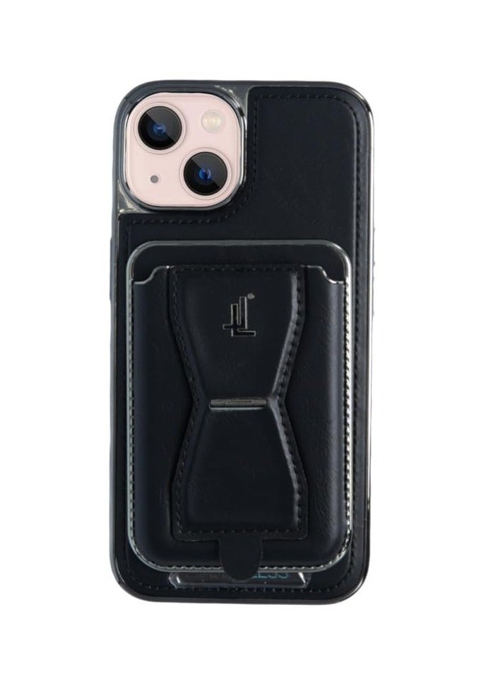 LIMITLESS Leather Case for iPhone 13 with Detachable Card Holder and Stand, Back Protector Slim Fit, Soft Grip Leather Cover, Logo Cutouts, Anti-Scratch Full Phone Back Case with Shockproof, Black  - Image 1