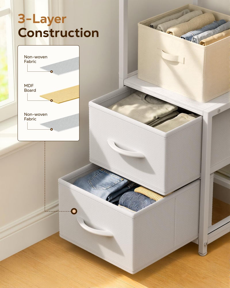 Housolution Corner Shelf Stand with Storage, 63.4'' Tall 6-Tier Corner Bookshelf Includes Fabric Drawers, Freestanding Corners Storage Shelf for Living Room Bedroom Kitchen Bathroom (White) - Image 3