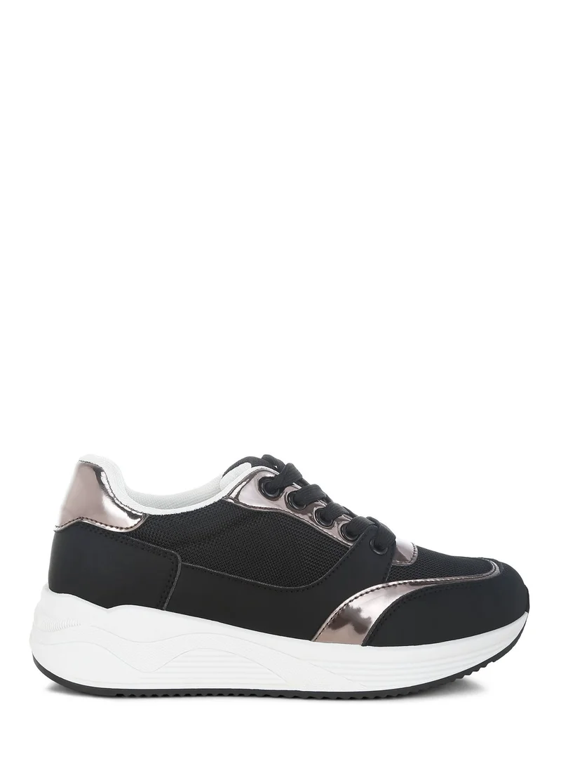 London Rag Women's Chunky Mesh Lace Up Sneakers In Black