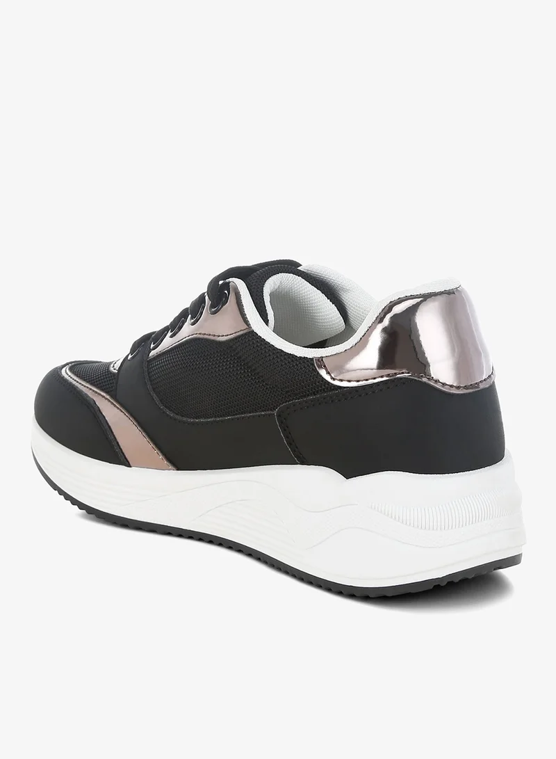 London Rag black London Rag Women's Chunky Mesh Lace Up Sneakers In Black for Women | Best Price UAE
