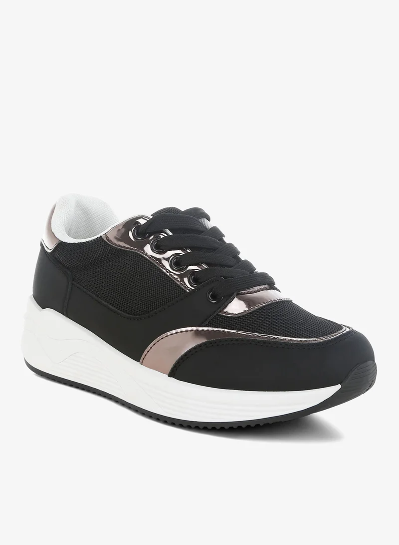 London Rag black London Rag Women's Chunky Mesh Lace Up Sneakers In Black for Women | Best Price UAE