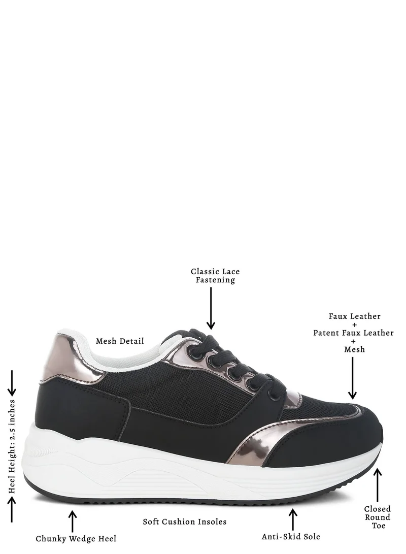 London Rag black London Rag Women's Chunky Mesh Lace Up Sneakers In Black for Women | Best Price UAE