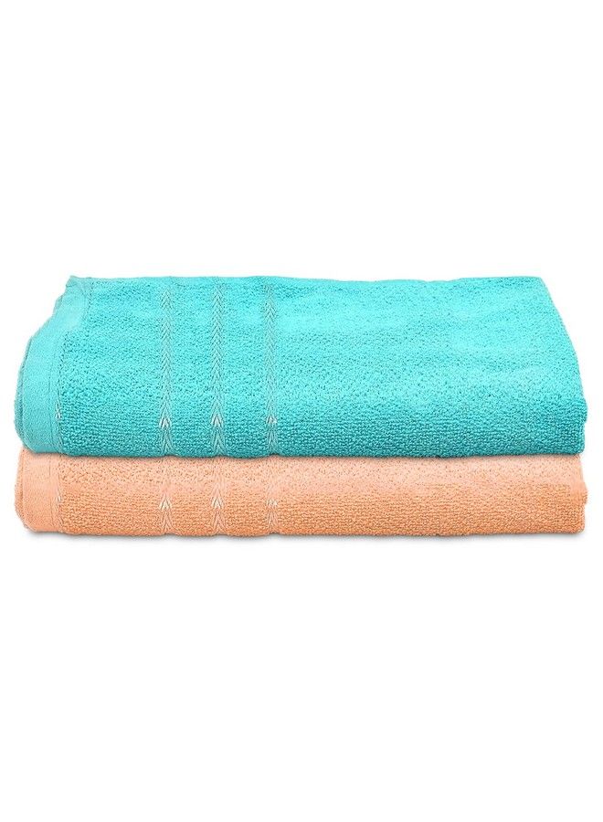 Kuber Industries Soft Cotton Bath Towel For Hands Face Newborn Babies Toddlers Children 19"X38" Pack Of 2 (Blue & Peach) - Image 2