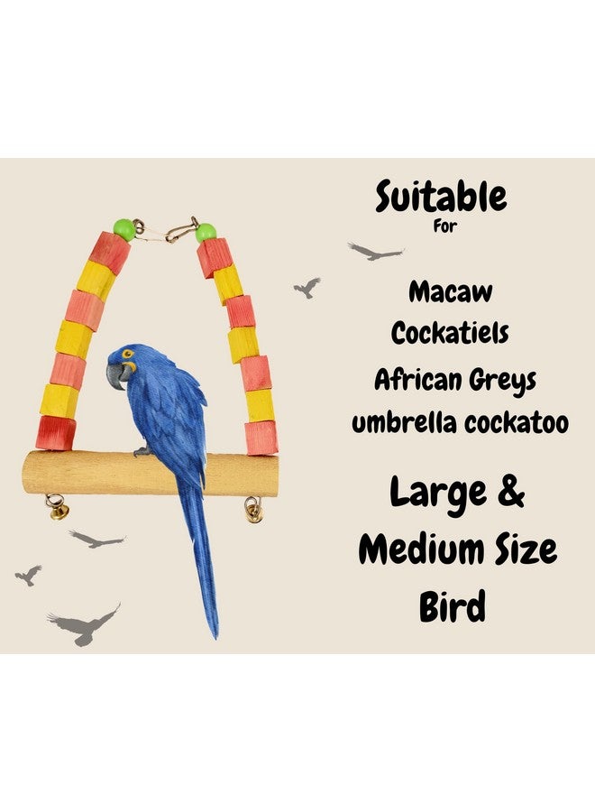 Generic Natural Wooden Chewing 8" Colorful Swing Toy For Small To Medium Birds - Bird Cage Accessories  - Image 4