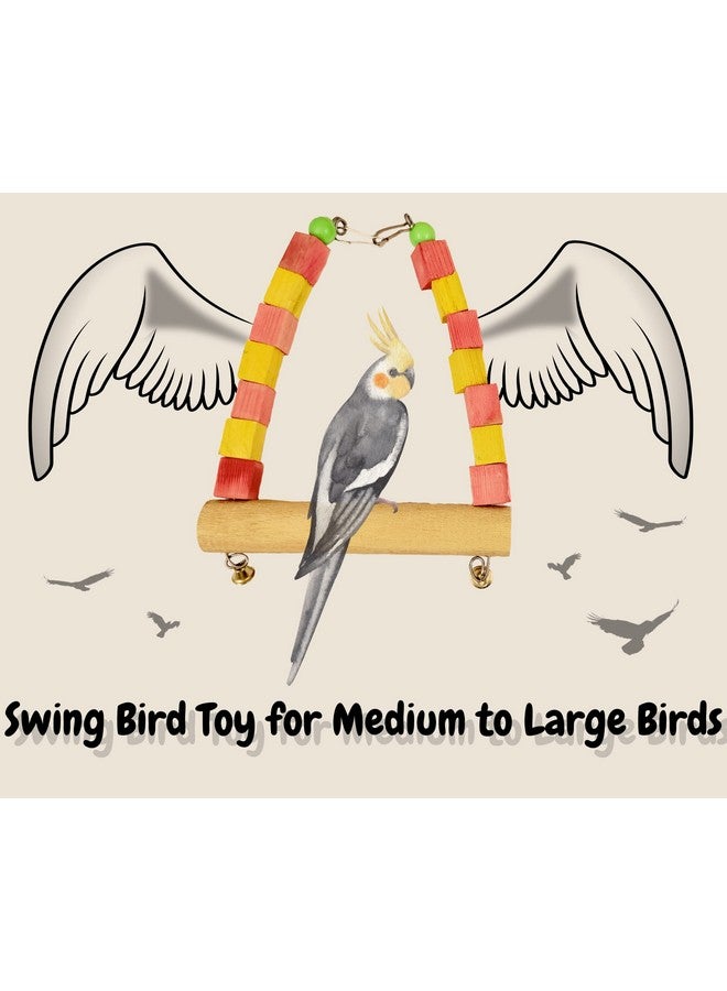 Generic Natural Wooden Chewing 8" Colorful Swing Toy For Small To Medium Birds - Bird Cage Accessories  - Image 5