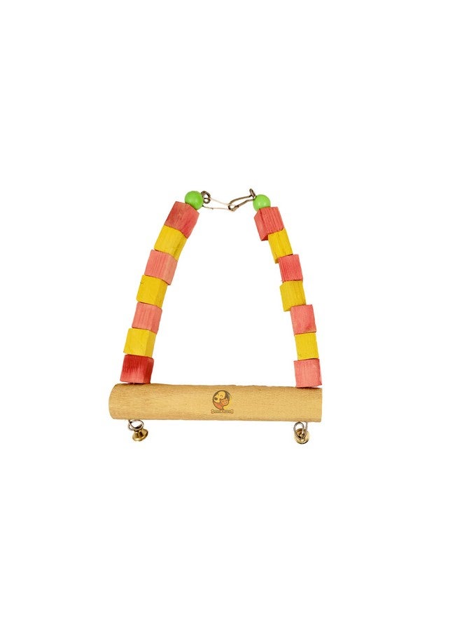 Generic Natural Wooden Chewing 8" Colorful Swing Toy For Small To Medium Birds - Bird Cage Accessories  - Image 1