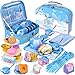 PRE-WORLD PREWORLD Tea Party Set for Little Girls 46Pcs Princess Tea Time Toy Including DessertCookiesDoughnutTeapot Tray CakeTableclothGloves  Carrying CaseKitchen Pretend Play for Girls Boys Age 36 - Image 4