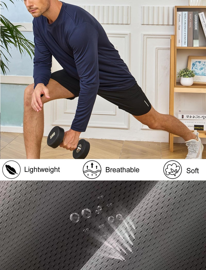 Yafanqi 5 Pack Mens Long Sleeve Shirts Quick Dry Moisture Wicking Athletic Running Gym Workout T Shirts - Image 5