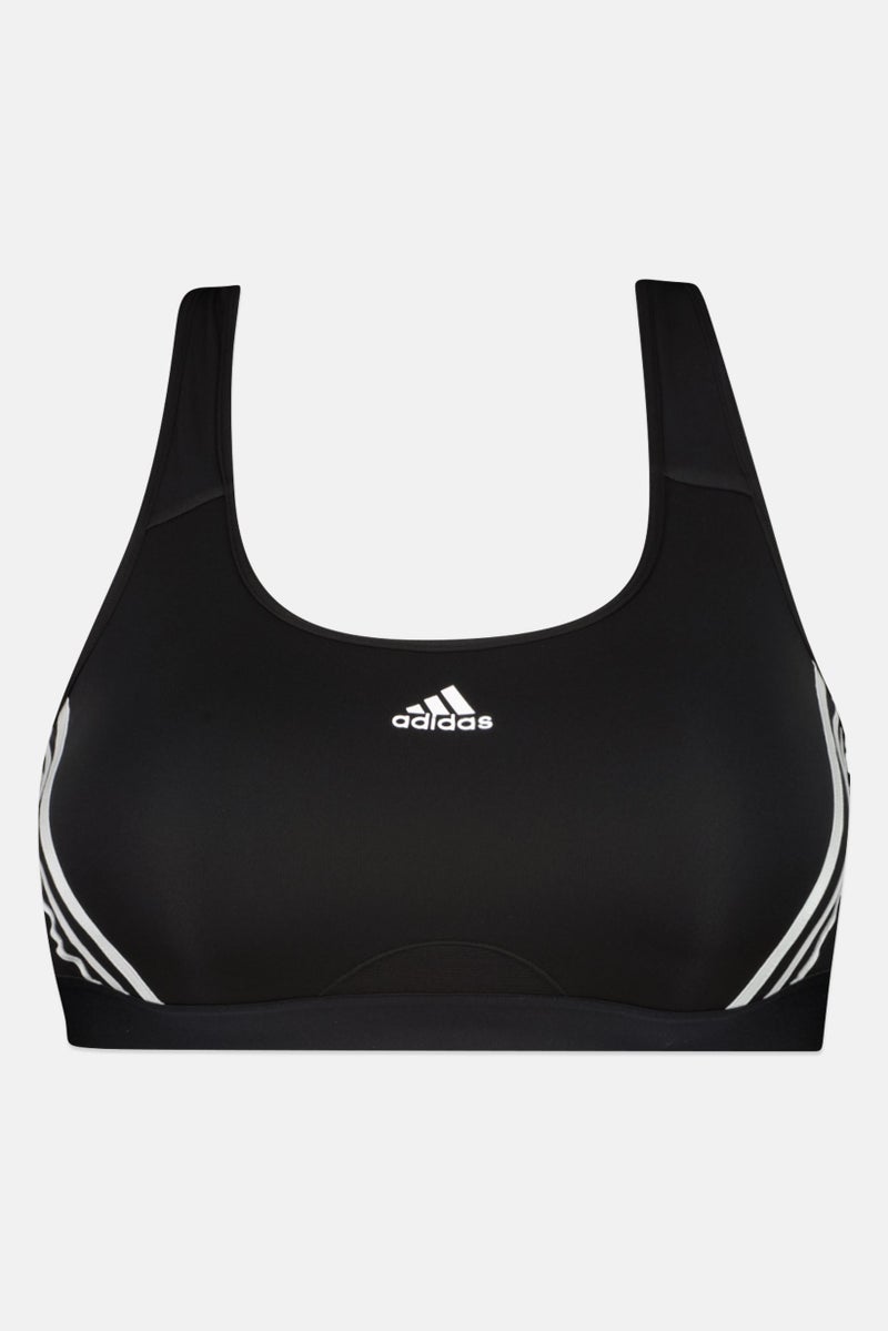 Adidas Women Plus Size Brand Logo Padded Sports Bra, Black  - Image 2