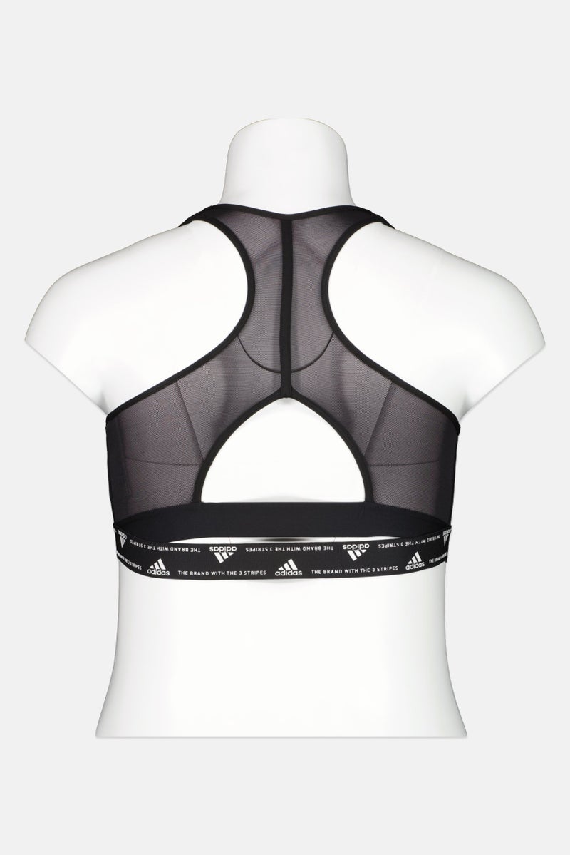 Adidas Women Plus Size Brand Logo Padded Sports Bra, Black  - Image 3