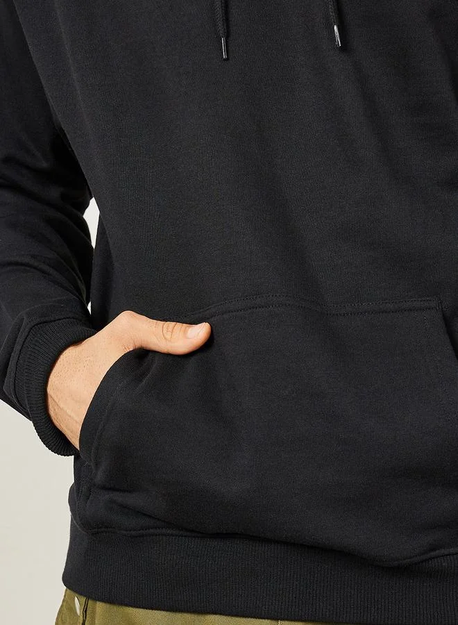 Styli Minimal Puff Print Fleece Relaxed Fit Hoodie