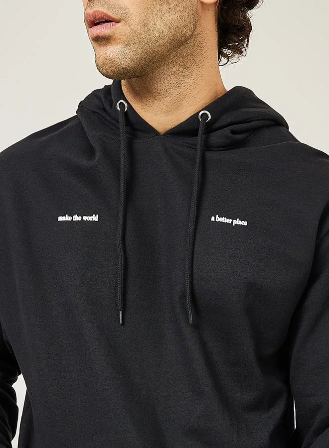 Styli Minimal Puff Print Fleece Relaxed Fit Hoodie