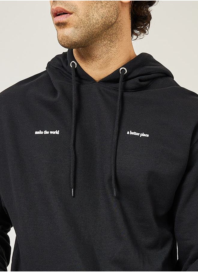 Styli - Minimal Puff Print Fleece Relaxed Fit Hoodie - Image 1