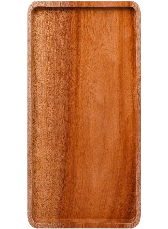 VieWood Serving platters and Trays, Safe Party Plates with Grooved Handle & Lips Avoid Spilling, Home Decor, Wooden Plates for Fruits, Food, Coffee Tea (Khaya, 13.4 in) - Image 1
