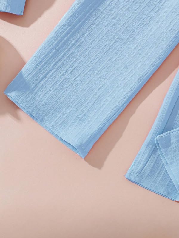 Niren Enterprise Girls' 2-Piece Co-Ord Blue Shirt & Pants, Soft Fabric, Casual Wear, Relaxed Fit for Kids Set - Image 4