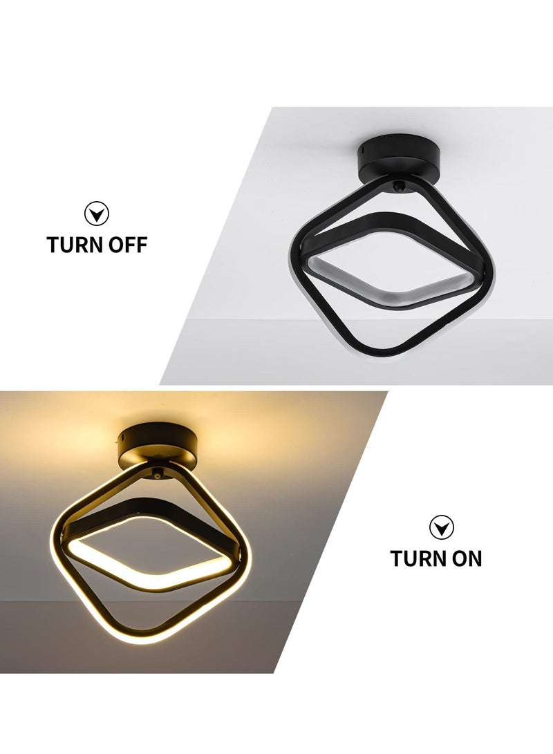 Square Hallway Light, Modern Mini LED Ceiling Light Fixtures, 3 Color Changeable Acrylic Metal LED Ceiling Lamp for Living Room Bedroom Kitchen Office Corridor Lights (3000K-6500K)