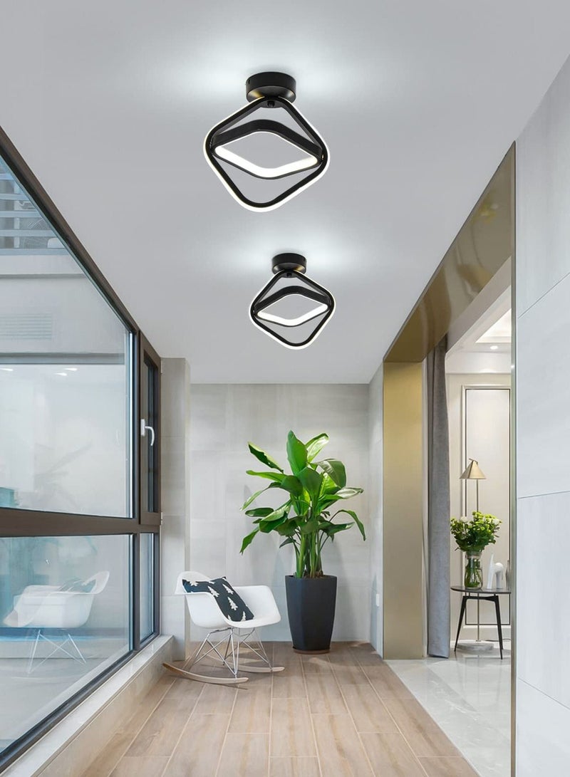 Square Hallway Light, Modern Mini LED Ceiling Light Fixtures, 3 Color Changeable Acrylic Metal LED Ceiling Lamp for Living Room Bedroom Kitchen Office Corridor Lights (3000K-6500K)