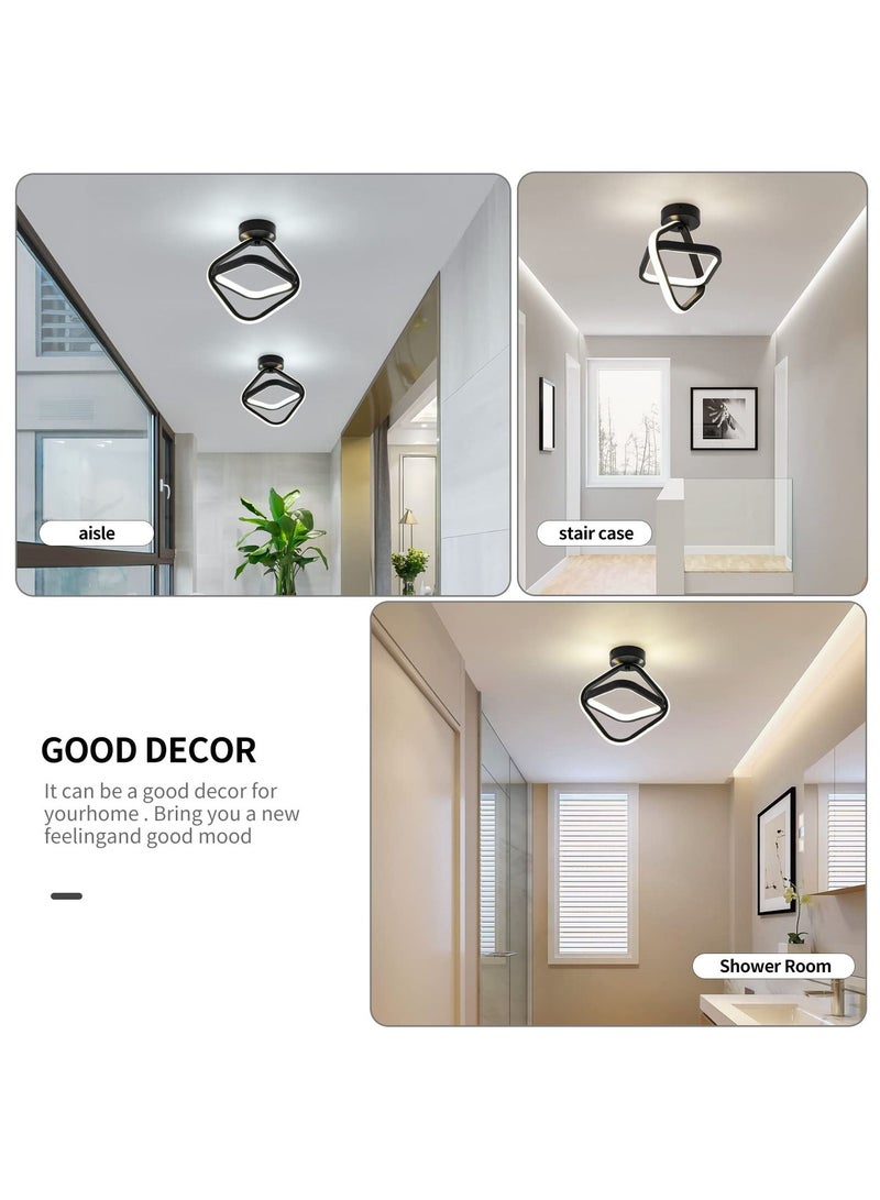 Square Hallway Light, Modern Mini LED Ceiling Light Fixtures, 3 Color Changeable Acrylic Metal LED Ceiling Lamp for Living Room Bedroom Kitchen Office Corridor Lights (3000K-6500K)