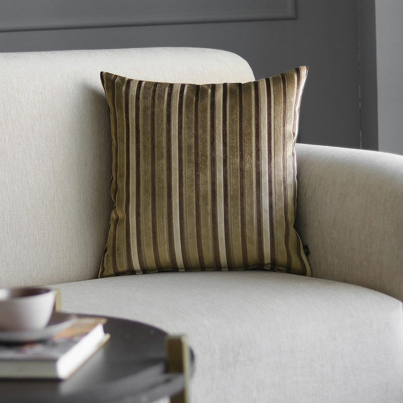 GMF GM Luxury Home Decor Velvet Stripe Square Cushion Cover with Zipper Luxurious Soft Decorative Square Pillow Cover for Living Room Bedroom Home Decor Size 18 x 18 - Image 1