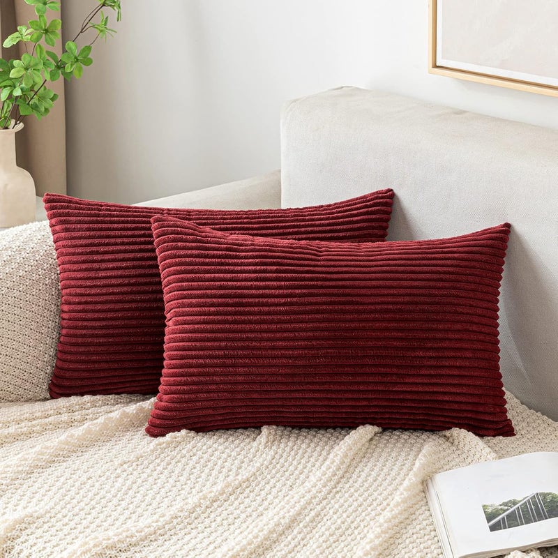 EMEMA Cushion Cover, Corduroy Throw Pillow Case, Decorative Cushion Cover, Sofa Cushion, Corduroy Decorative Soft Decorative Throw Pillow Covers for Sofa, Chair, Home Bedroom, 12 x 20 Inch 30 x 50 cm - Image 1