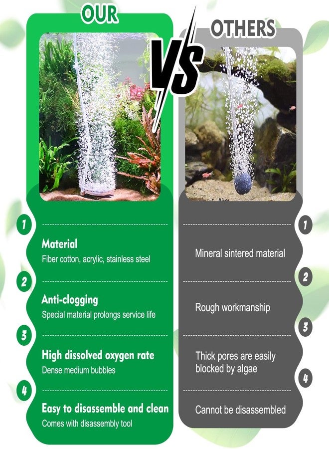هايغر أحجار تهوية هيجر لأحواض السمك، طقم فقاعات أكريليك شفاف لأحواض السمك مع أنبوب هواء، حجر فقاعات فائق الهدوء، موزع أكسجين عالي التركيز لأحواض السمك والزراعة المائية - Image 5
