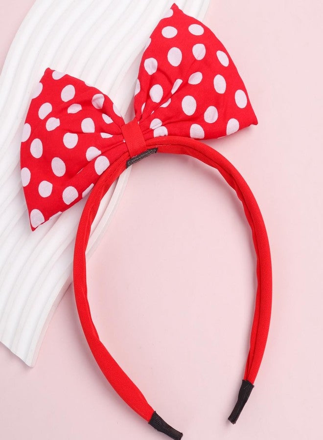 SARATA 1PCS Red Bow Headband Valentine's Day for Women and Girls, Cute Sweet White Dots Simple Bow Headbands Headdress Hair Band Red Bow knot Hair Bands Valentines Day - Image 5