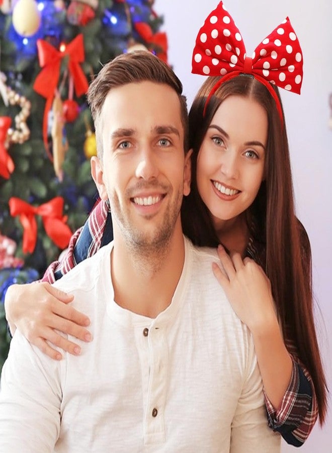 SARATA 1PCS Red Bow Headband Valentine's Day for Women and Girls, Cute Sweet White Dots Simple Bow Headbands Headdress Hair Band Red Bow knot Hair Bands Valentines Day - Image 4