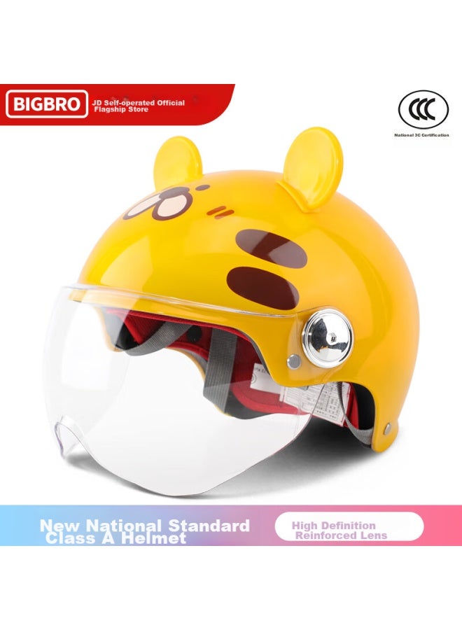 Bigbro K15 Children's Model, Yellow Tiger, New National Standard 3c Certified Motorcycle And Electric Bike Riding Helmet, Uni, All-season, Sun Protection, Electric Scooter Summer Half Helmet - Image 1