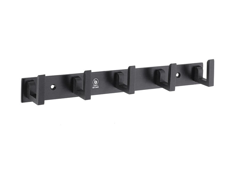 iSTAR 5 Pin Bathroom Cloth Hooks Hanger Door Wall Bedroom Bathroom Robe Hooks Rail for Hanging Keys,Clothes,Towel Steel Hook (Pack of 4, Black) - Image 3