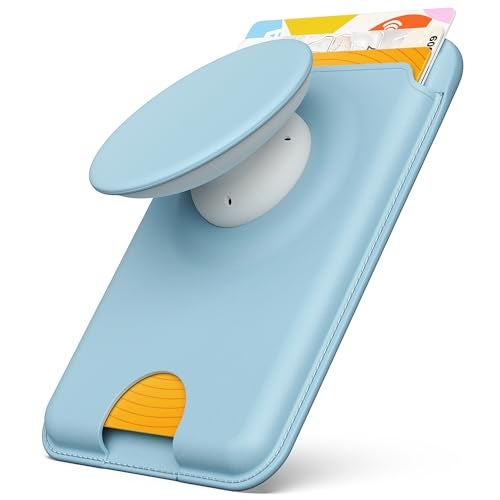 Sinjimoru for MagSafe Phone Grip Compatible with MagSafe wallet Soft Magnetic Finger Grip with 3 Card Holder for iPhone MTap Tok Wallet Blue - Image 3