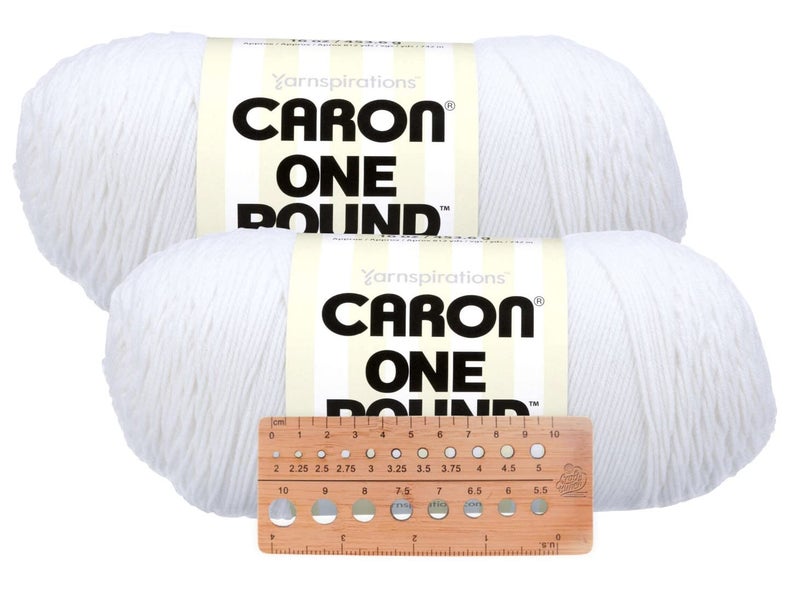 Caron One Pound Yarn  2 Pack with Pattern Cards in Color White