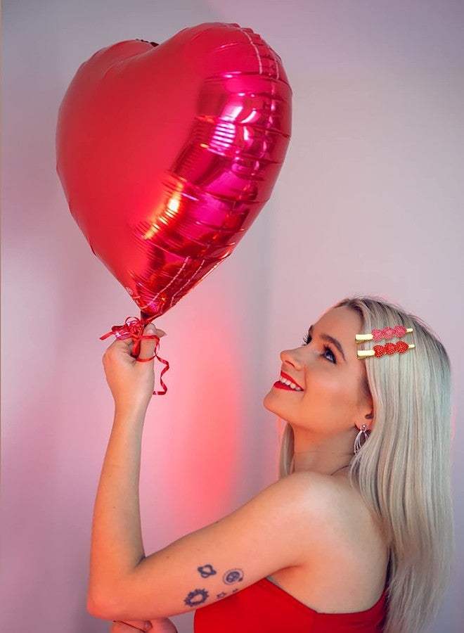 PHALIN 4PCS Valentine’s Day Hair Clips Rhinestone Heart Hairpins for Women Sweet Love Alligator Clips Barrettes Sparkling Styling Hair Accessory (4PCS B) - Image 2