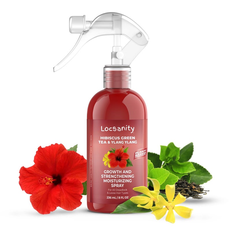 Locsanity Hibiscus Green Tea Hair Growth Spray for Dreadlocks and Loose Hairstyles Hair Care Treatment â€“ Loc Moisturizer for Thicker, Fuller, Longer Hair (8oz) - Image 1