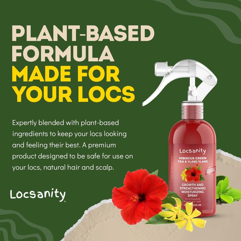 Locsanity Hibiscus Green Tea Hair Growth Spray for Dreadlocks and Loose Hairstyles Hair Care Treatment â€“ Loc Moisturizer for Thicker, Fuller, Longer Hair (8oz) - Image 5