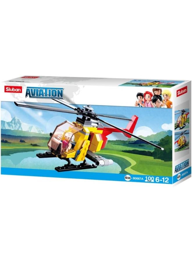 Sluban SL95528 Helicopter (101 Pieces) [M38-B0667a] Plane Building Bricks Playset Kit - Image 3