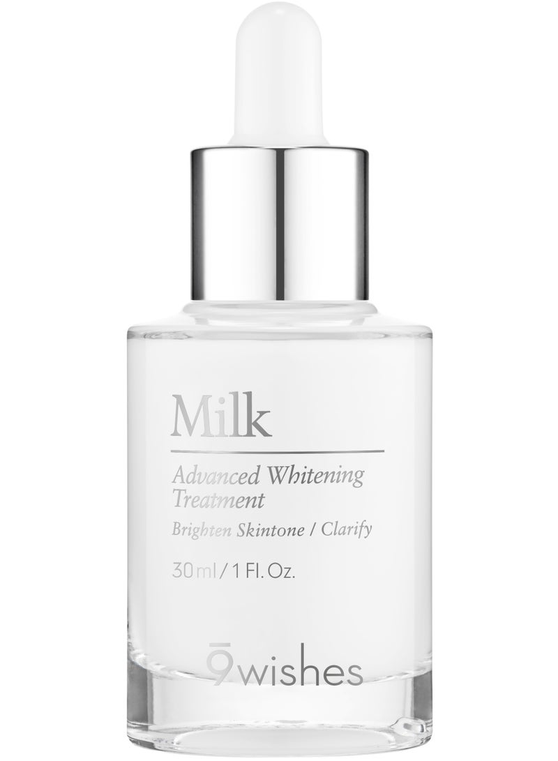 9wishes Milk Ampoule | Advanced Whitening & Brightening Serum for Even Skin Tone | Deep Moisturizing, Clarifying & Radiance Boosting Face Treatment with Milk Extract – 30ml