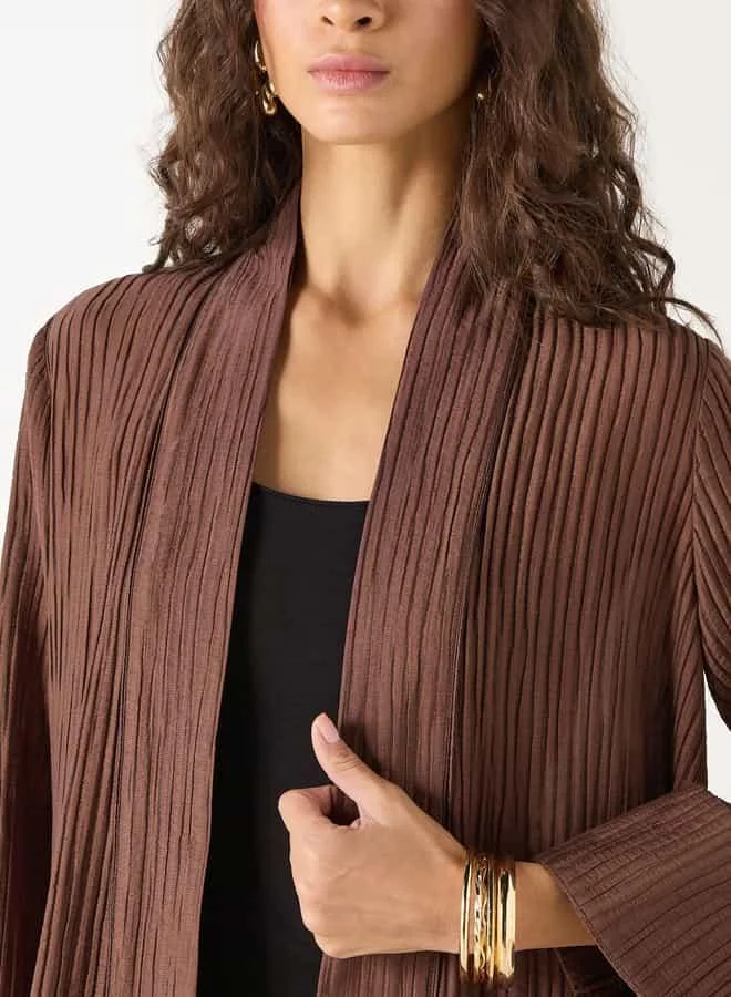 ايكونيك سترة كيمونو مضلّعة بأكمام طويلة من آيكونيك