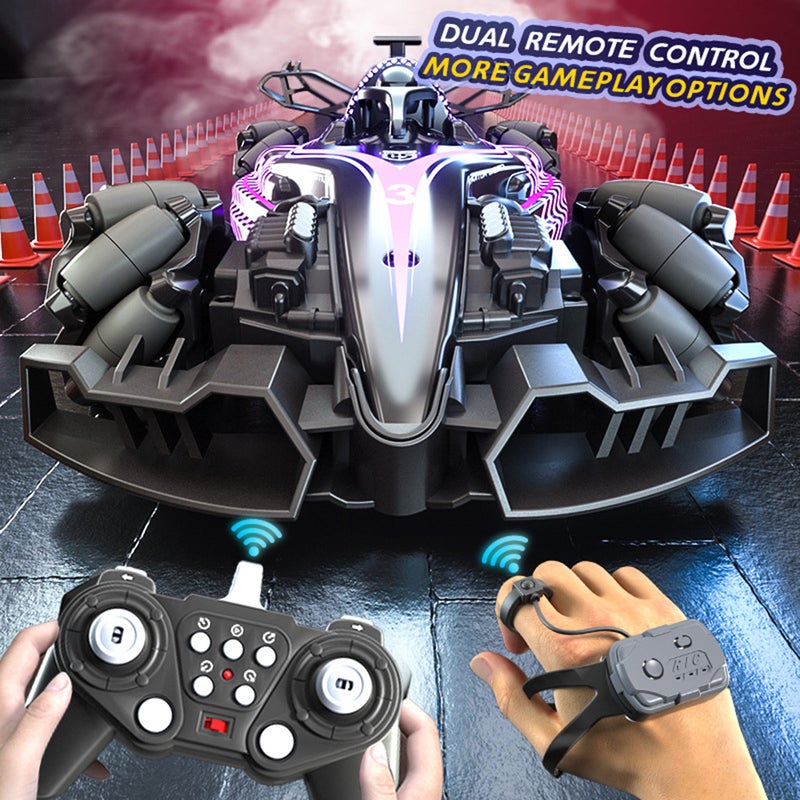 Remote Control Stunt Car, 360° Rotation Spray Drift Off-road Vehicle with Lights Sound 3 Batteries Rechargeable Electric Toy for Kids Boys Girls, Red - Image 3