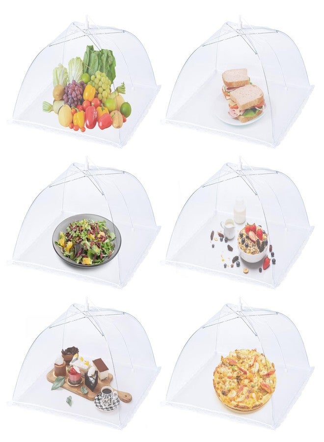 Husfunov 6 Pack Mesh Food Covers,17"Lx17"W Large Food Cover,White Nylon Covers,Pop-Up Serving Dish Covers Tent Umbrella,for Patio Net for Outdoor Camping, Picnics, Parties,BBQ,Collapsible and Reusable - Image 1