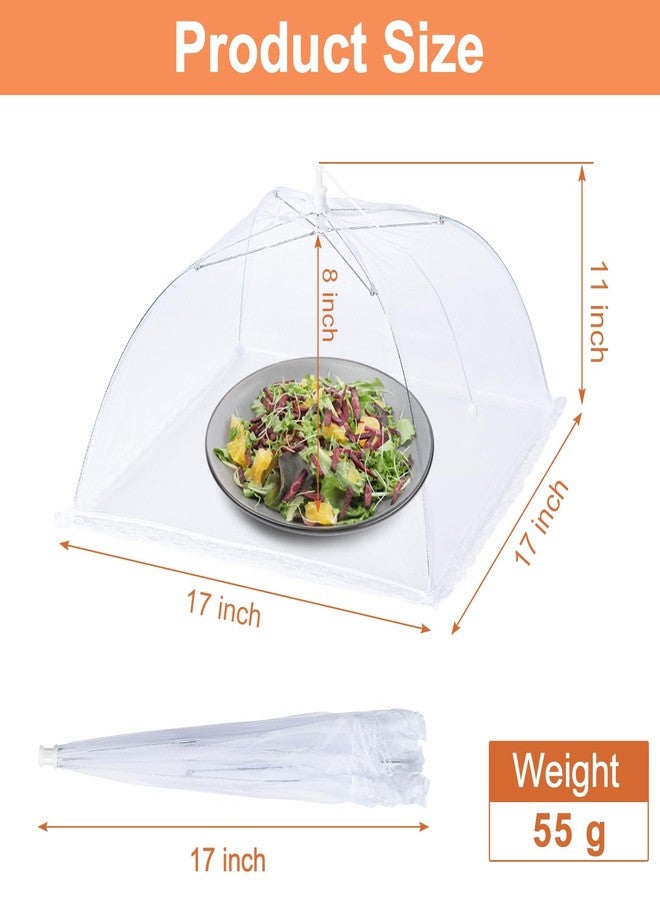 Husfunov 6 Pack Mesh Food Covers,17"Lx17"W Large Food Cover,White Nylon Covers,Pop-Up Serving Dish Covers Tent Umbrella,for Patio Net for Outdoor Camping, Picnics, Parties,BBQ,Collapsible and Reusable - Image 2