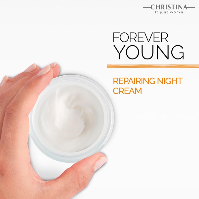 -CHRISTINA- Forever Young Repairing Night Cream - 50ml - Lightweight & Non-Oily Retinol Cream with Peptides, Vitamins A & E for Overnight Hydration - For All Skin Types - Image 4