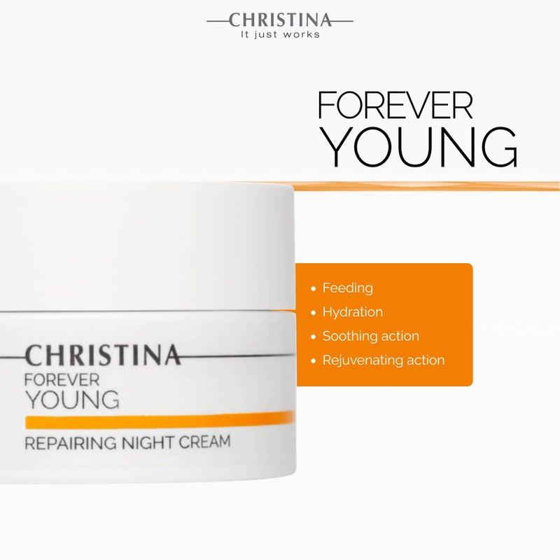 -CHRISTINA- Forever Young Repairing Night Cream - 50ml - Lightweight & Non-Oily Retinol Cream with Peptides, Vitamins A & E for Overnight Hydration - For All Skin Types - Image 5