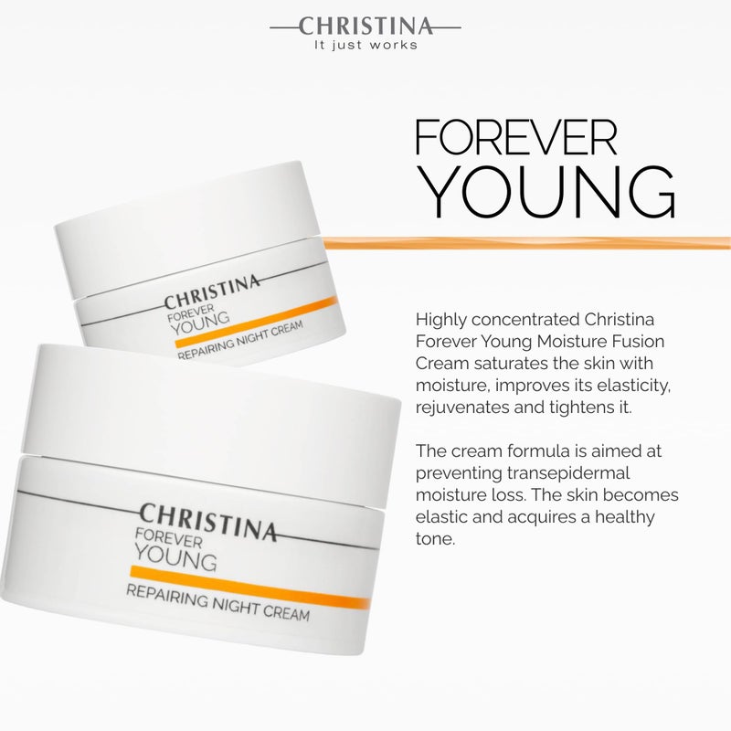 -CHRISTINA- Forever Young Repairing Night Cream - 50ml - Lightweight & Non-Oily Retinol Cream with Peptides, Vitamins A & E for Overnight Hydration - For All Skin Types - Image 3