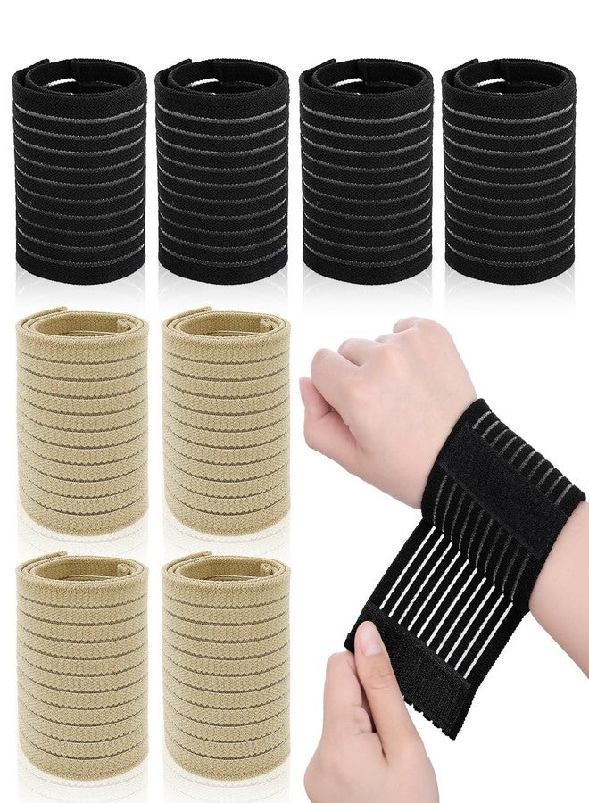 Wanmu 8Pcs Elastic Wrist Support Band, Wrap Breathable Wrist Brace, Adjustable Wrist Strap, Hand Brace Wraps Breathable Wristband for Relieves Wrist Pain Arthritis Tendonitis Sports Use - Image 1