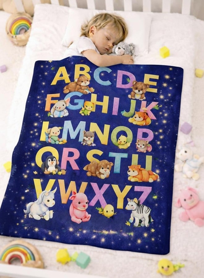FRIDO Baby Blanket, ABC Animal Print, Cotton, Soft and Skin Friendly, All Season, Multicolor, 85 x 110 CM, 0-4 Years (Dark Blue) - Image 1