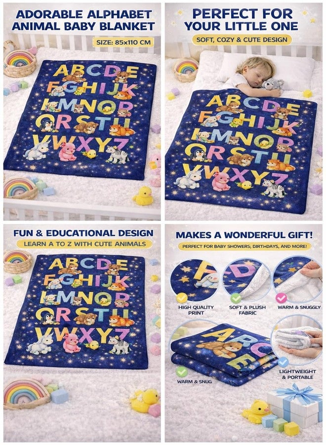 FRIDO Baby Blanket, ABC Animal Print, Cotton, Soft and Skin Friendly, All Season, Multicolor, 85 x 110 CM, 0-4 Years (Dark Blue) - Image 3