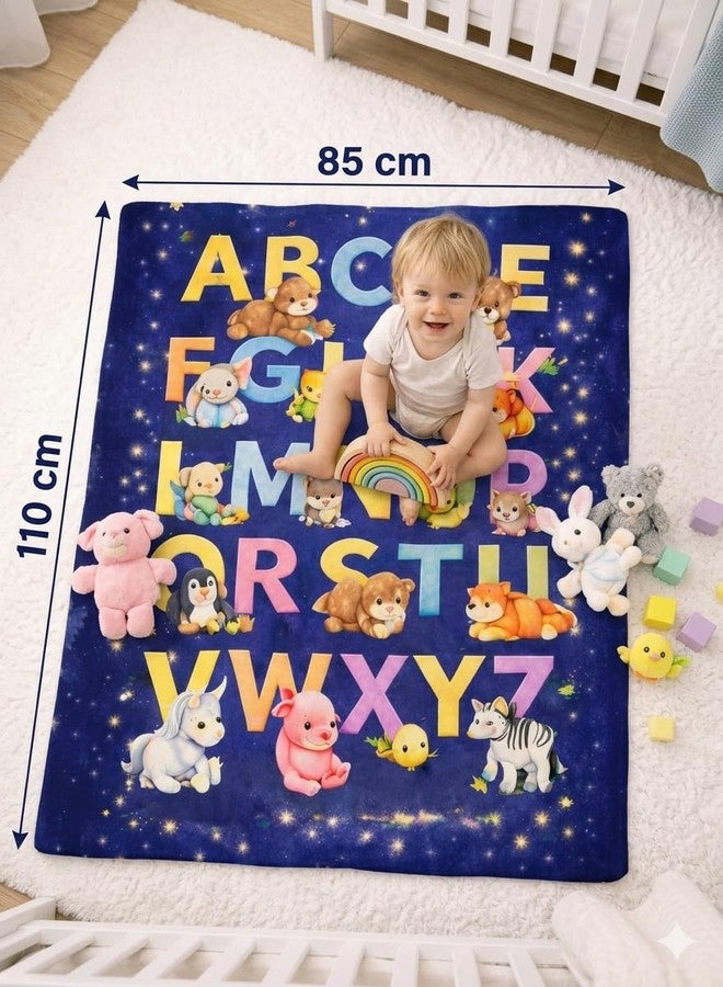 FRIDO Baby Blanket, ABC Animal Print, Cotton, Soft and Skin Friendly, All Season, Multicolor, 85 x 110 CM, 0-4 Years (Dark Blue) - Image 2